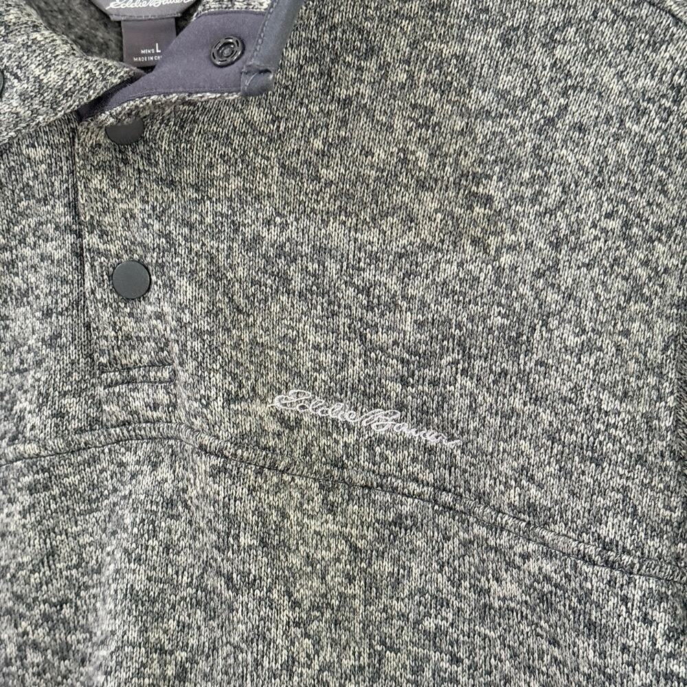 Eddie Bauer Radiator 1/4 Snap Mock Pullover Sweater Fleece Mens L Gray Heather - Picture 3 of 8